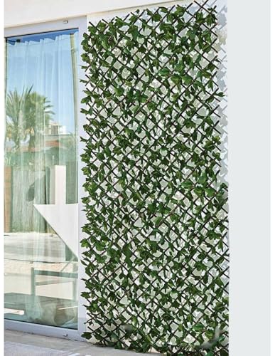 JARDIN202   Celosía Extensible de Mimbre 1x2 Metros   Mejora Tu Jardín con Estilo | con Hoja Decorativa  