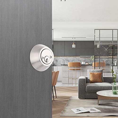 Gobrico 3 Pack Keyed-Alike Brushed Nickel Double Cylinder Deadbolts Door Locks, Stainless Steel Round Deadbolt Lockset Keyed On Both Sides #TOP2