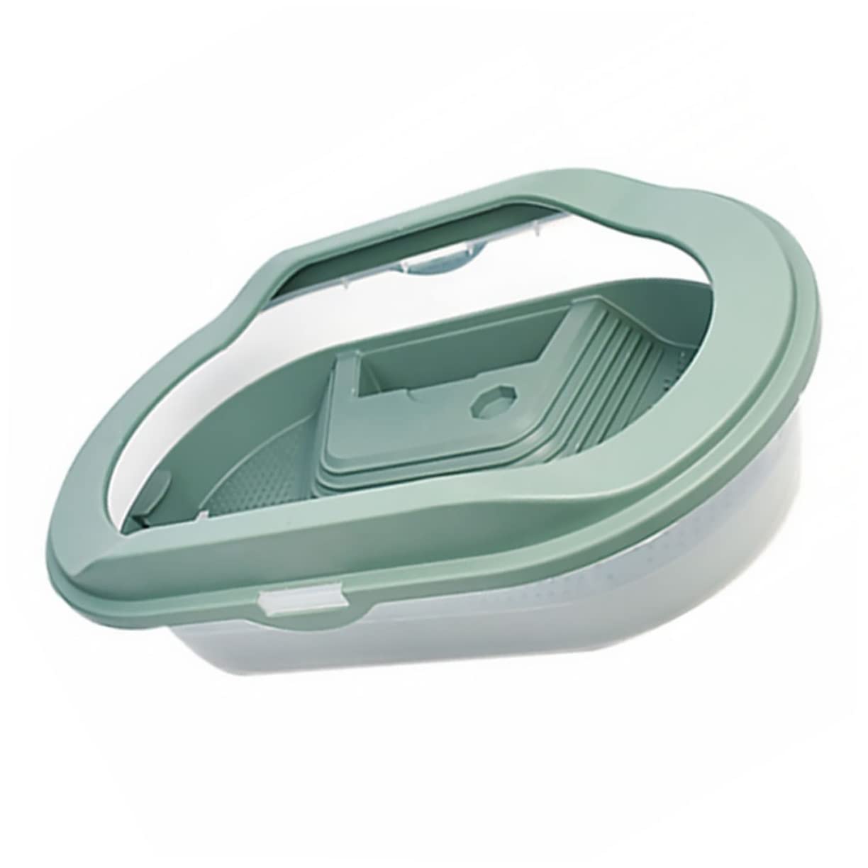 Terrario per Tartarughe in Plastico Verde, Habitat con Piattaforma per Basking, Area di Alimentazione e Nuoto, Fondo Antiscivolo | 5 Zone Interne, Area Anti-scivolo e Zona Alimentazione, Plastico Verde per Rettili
