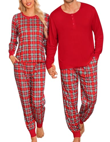SWOMOG Family Matching Pajamas Christmas Pjs Long Sleeve Holiday Sleepwear Lightweight Soft Loungewear for Men Women Kid