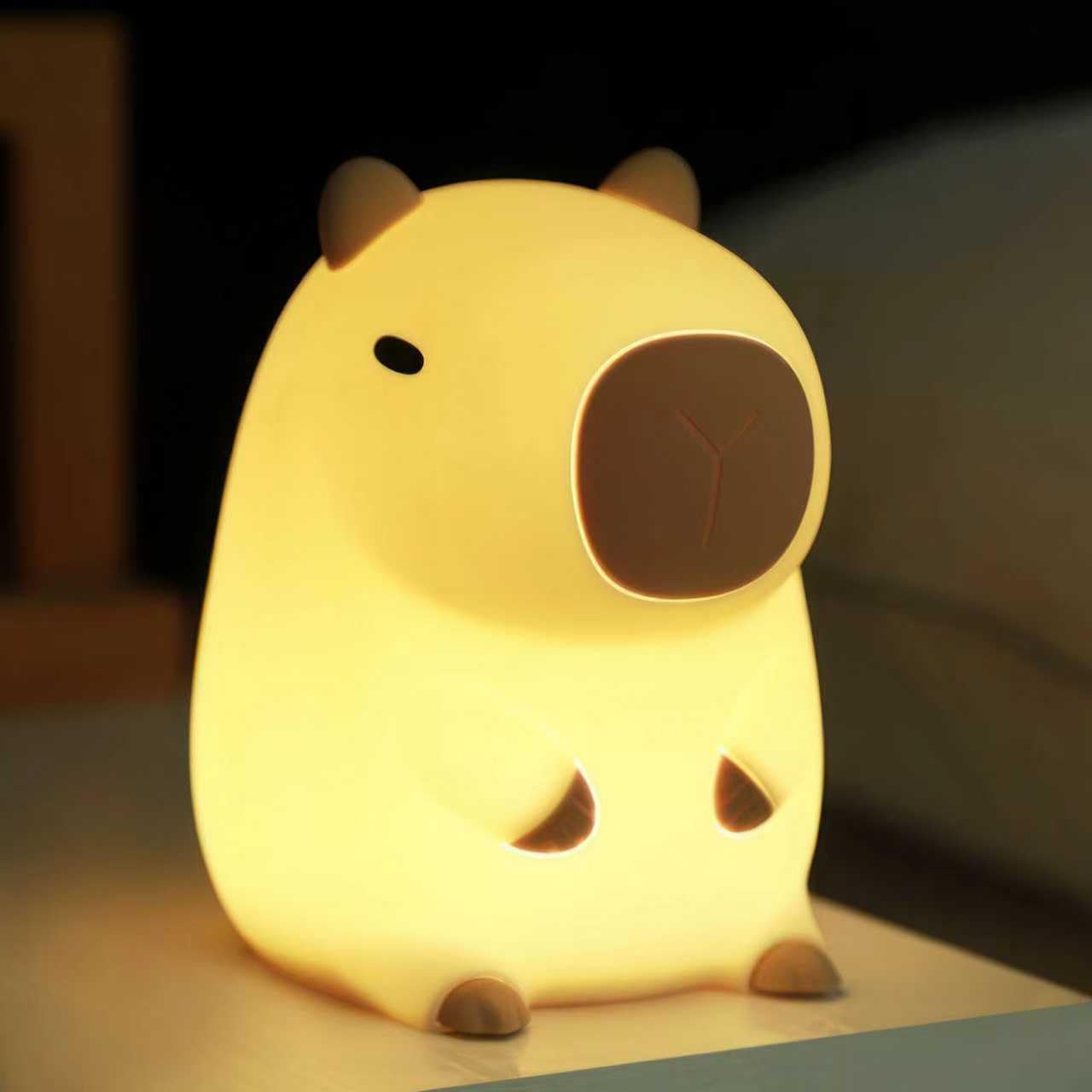 Capybara Night Light, Cute Capybara Lamp Silicone Baby Lamp,Dimmable Nursery Nightlight,Rechargeable Bedside Table Lamp with Touch Control,Gifts Kawaii Room Decor for Kids Girls Boys