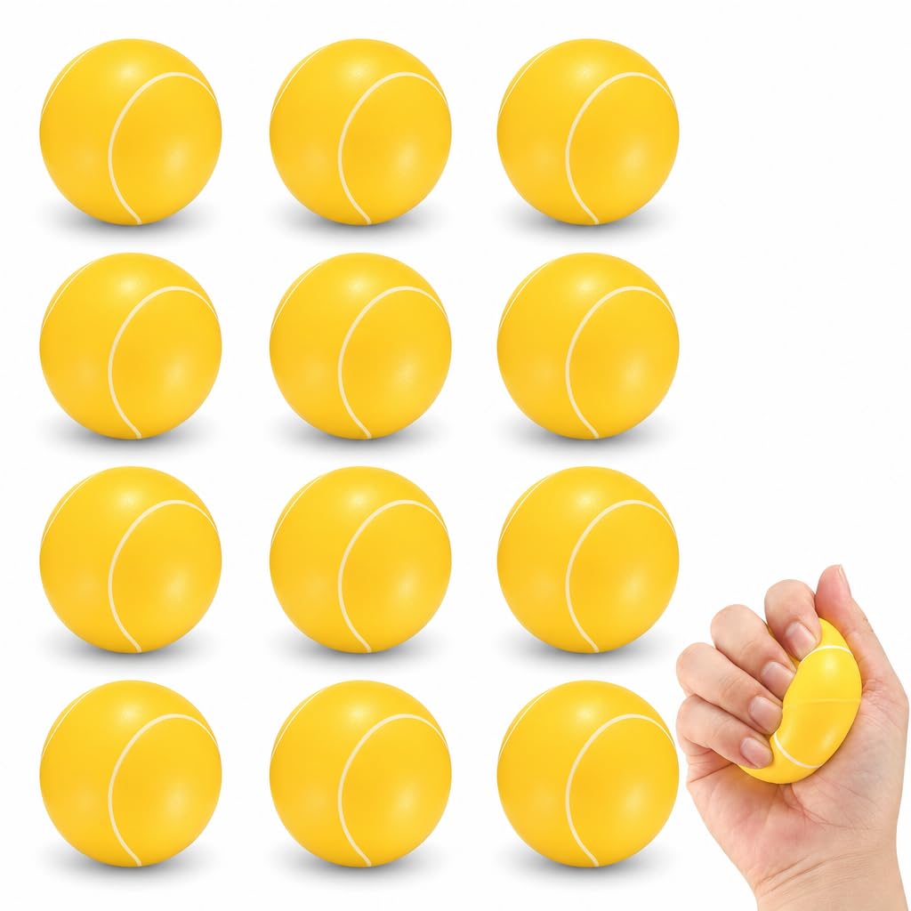 Kuwuarg 12 PCS Foam Tennis Balls, 4 cm Soft Balls for Stress Relief and Coordination Activities, Foam Balls for Physical Therapy and Recreation