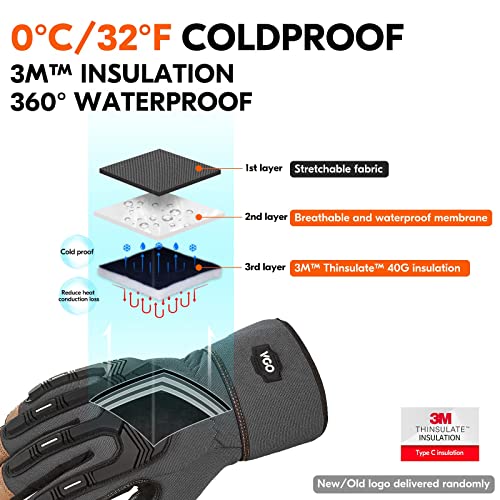 Vgo... 1-Pair 32℉ Or Above Lined Winter Touchscreen Tpr Anti-Vibration Premium Pigskin Leather Heavy Duty Work Gloves (Size Xl, Gray, Pa7675Fw) #TOP1