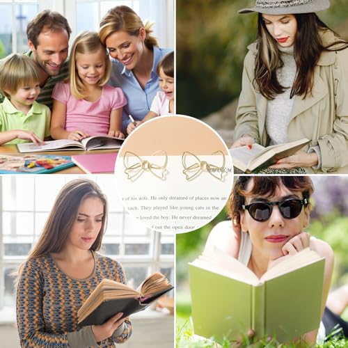 DOPENSPI 30 PCS Bow Gold Paper Clips, Bowknot Shape Paperclips Cute Binder Clips Funny Metal Bookmarks Planner Clip Cute Butterfly Paper Clip for School Office Home Document Supplies Organizer(Gold)