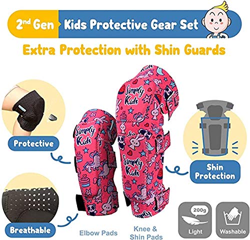 image for Simply Kids Soft-Style Kids Knee and Elbow Pads with Bike Gloves, Flex