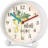 LABLADUO Reloj despertador, despertador, redondo, silencioso, analógico, sin tictac, encendido suave, aumento de volumen, funciones de repetición y luz, fácil de configurar (A)