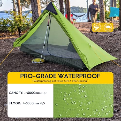 Image of LANSHAN Ultralight Waterproof 1-2 Person Backpacking Tent | Ultralight waterproof nylon, pitch anywhere, for camping & travel.