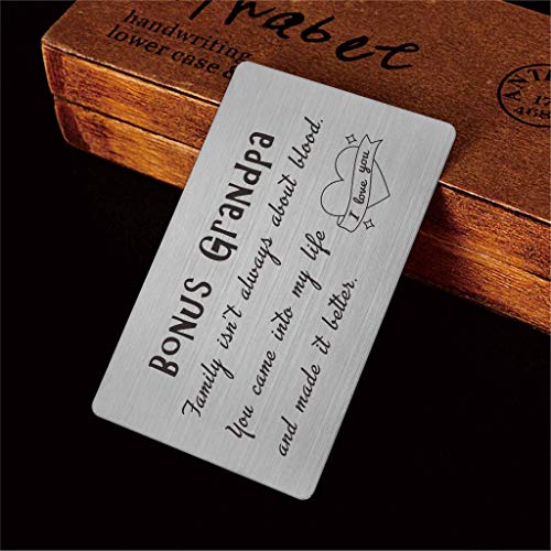 Stepgrandfather Wallet Card, Step Grandpa Christmas Birthday Cards, Bonus Grandpa Stepgrandpa, Adoptive Foster Like a Grandpa Gift Presents3