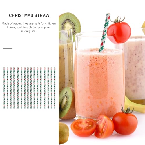 50 Pitillos Desechables de Papel para Navidad Verde miniatura 7