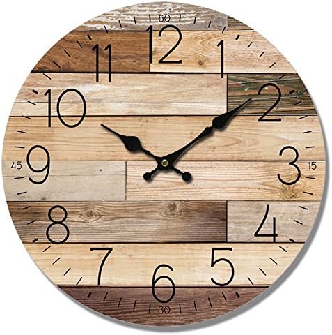 HDC International Wall Clock Natural Color Wood Planks Look 13" Round