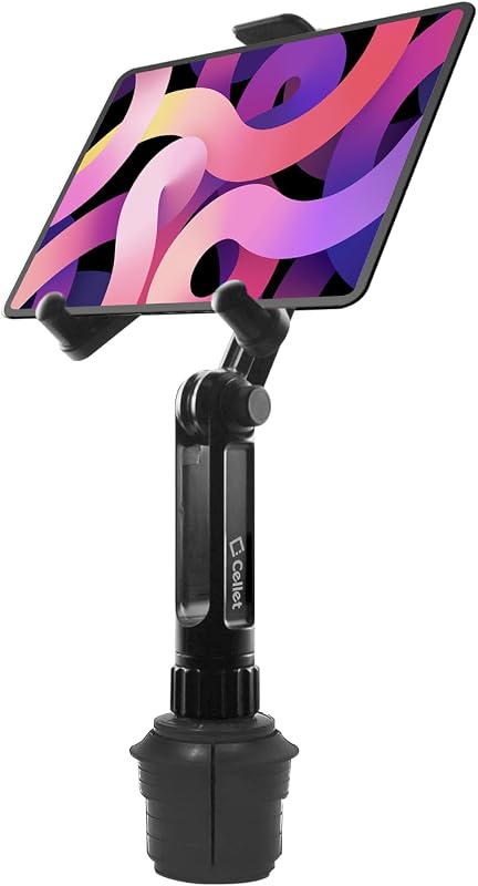 Cup Holder Tablet Mount, Car Cradle Holder Compatible for All iPad Pro, Air, Mini, Samsung Galaxy Tablet, Amazon Fire, Microsoft Surface
