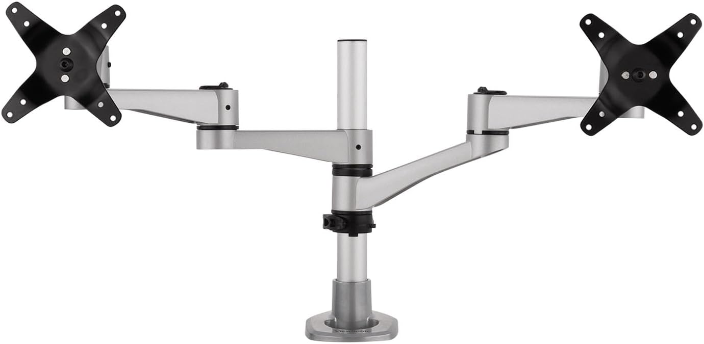 ViewSonic LCD-DMA-001 Monitor Desk Mounting Arm for 2 Monitors up to 24 Inches Each, VESA Compatible, Full Ergonomic Adjustability, 2-in-1 Mounting Base, and Built-in Cable Management