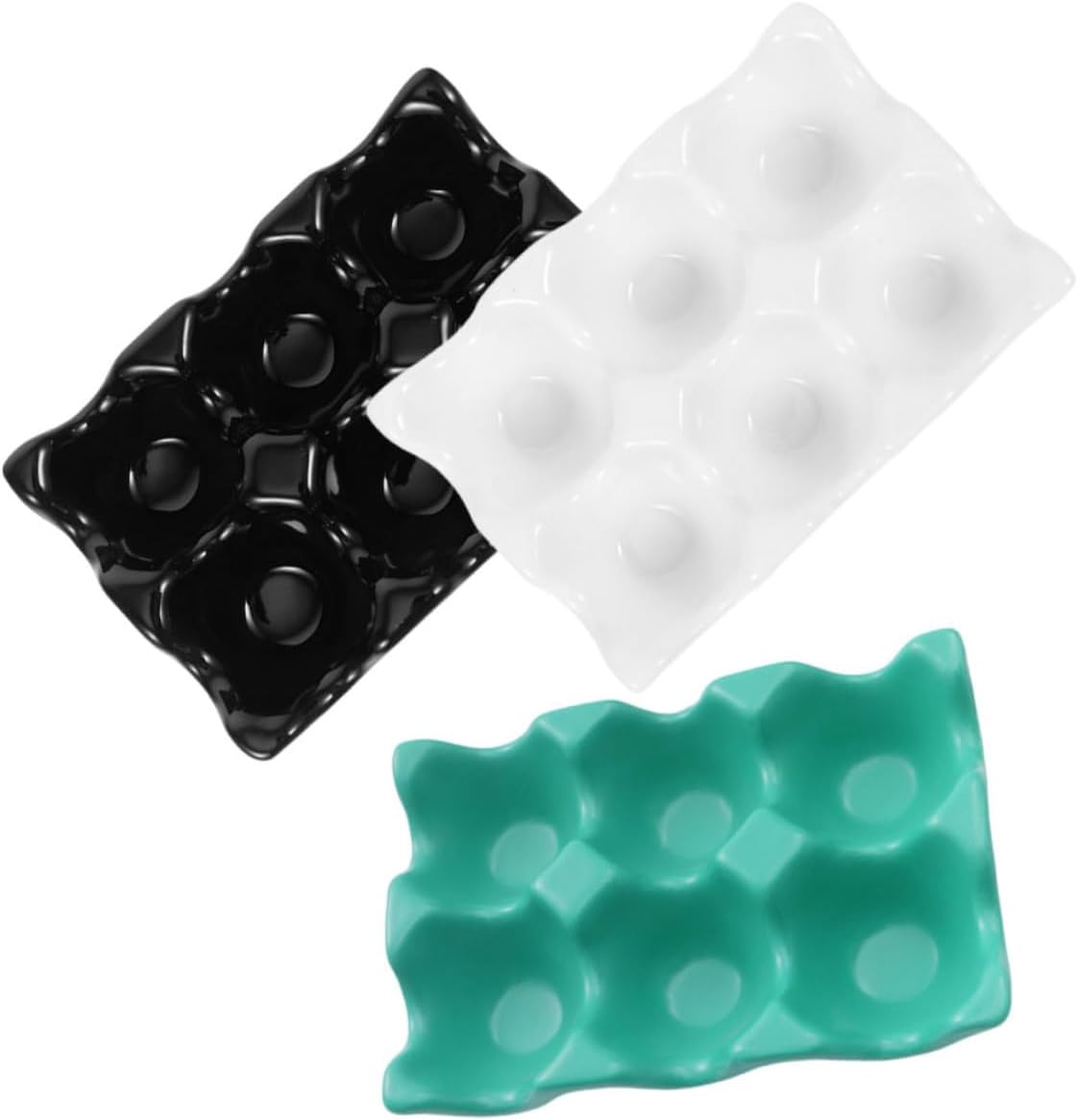 3pcs Ceramic Egg Holder Tray for Refrigerator Reusable Egg Storage Bin Lid Protective Container for Kitchen Countertop and Refrigerator
