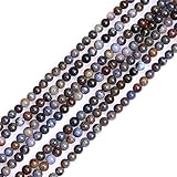 Sweet & Happy Girl’s Gemstone Beads Strand Natürliche 4 mm runde Edelsteine aus Dumoriterit für Schmuckherstellung, 38 cm, 4mm Blue, 4 mm