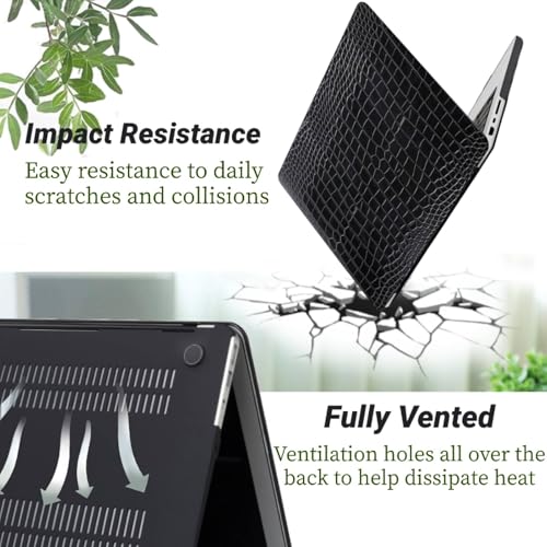 Funda MacBook Air 11 rígida anticaídas efecto caimán negro y cubierta de teclado 2