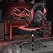 DUMOS Ergonomic Computer Gaming Chair with Flip-up Armrest, Height Adjustable PU Leather Home Office Desk Chair with Lumbar Support Swivel Wheels and for Adults and Kids, Scarlet Red