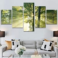 SIGNWIN 5 Panel Canvas Wall Art Modern Art Dramatic Forest Multicolor Photography Romantics Scenic for Home Decorations Ready to Hang - 60