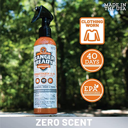 Ranger Ready Repellents 0.5% Permethrin Spray for Clothes and Outdoor Gear - Permethrin Insect & Tick Repellent - Scent Zero, 8 Fl Oz. - Thumbnail 4