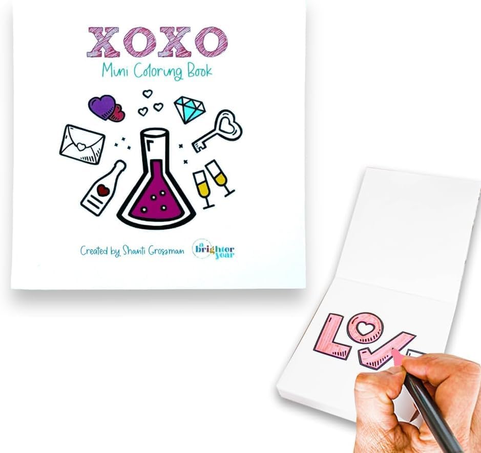 Miniatura 1 de A Brighter Year XOXO - Mini libro para colorear con temática de San Valentín, tamaño de bolsillo, regalo pequeño para esposa, marido, adolescente,