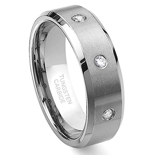 Hollywood Pro Tungsten Carbide Diamond Wedding Band Ring 8mm (0.10ctw) GH/SI Sz 7.0