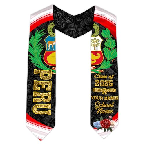 MonkeyVan Custom Peruvian Graduation Sash, Peru Graduation Stole, Peru Flag Stole Class Of 2025, Sashes For Graduations 2025 Peru 10