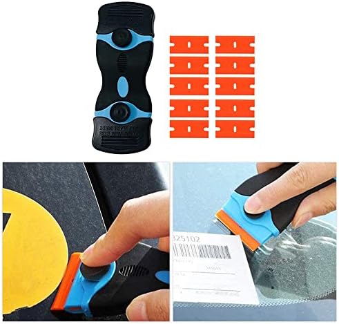 Glass Ceramic Hob Scraper Plastic Scraper Double Edged Safety Cleaning Tool for Removing Dirt from Glass Tiles(Blue)