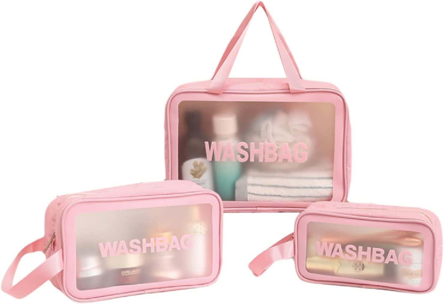 3Pcs Portable Cosmetic Bag, Waterproof Makeup Bag Set, Variable Size & Styles, Organizer for Women Cosmetic, PVC Transparent Wash Bag, Travel Bag[ 3PCS ON 1 Pack]-image-19