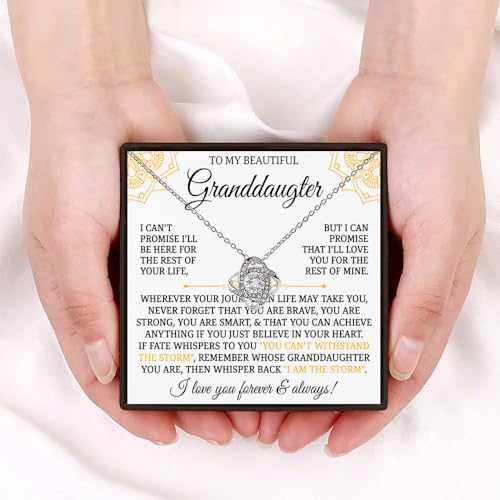 To My Granddaughter Necklace from Grandma Grandpa – Personalized Heart Jewelry Gift for Granddaughter with Message Card, Ideal for Birthday, Christmas, Graduation, or Special Occasions2