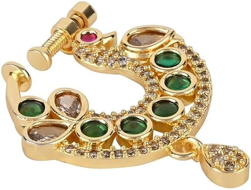 The Great Indian Store Traditional Peacock Design Non-Piercing Screw Press Nose Pin/Nath Clip on For Women