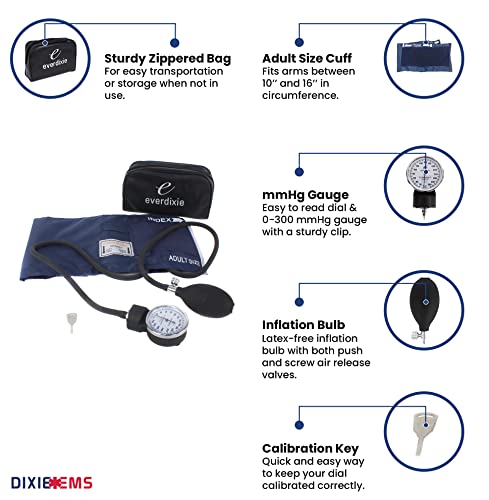 image for Dixie Ems Deluxe Aneroid Sphygmomanometer Blood Pressure Set W/Adult C