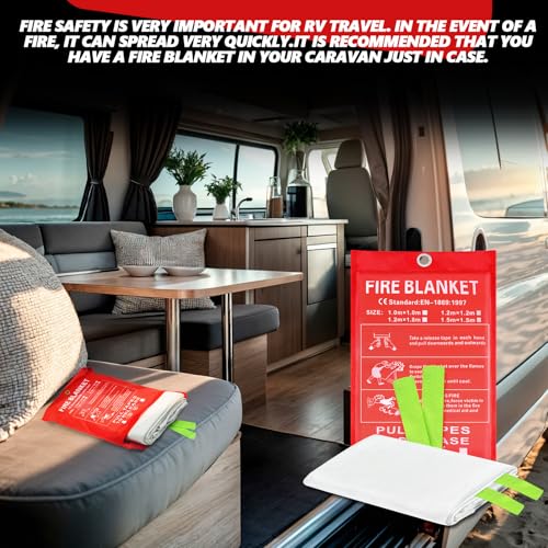 Image of Emergency Fire Blanket, Fiberglass Fire Blanket for Home Kitchen RV, 40 inchx40 inch Flame Retardant Fire Blanket, Fire Suppression Safety Blanket for RV Travel Camping Car Office