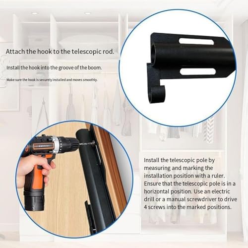 Tringle amovible extensible en métal pour dressing et chambre