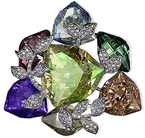 Broche de Cristal Femenino, diseño Multifuncional de Estilo Europeo y Americano, Hebilla de Hebilla de Bufanda de Seda, para Fiestas, Bodas, Bailes(Color:Colorful)