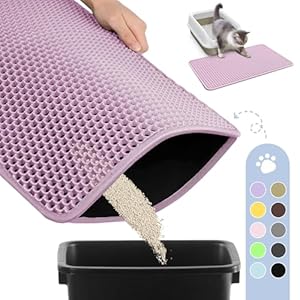 Cat Litter Mat – 23.2” x 14.6” Small Litter Trapping Mat, Easy to Clean Litter Box Mat, Waterproof, Urine-Proof, Non-Slip Kitty Litter Mats for Floor,Pink