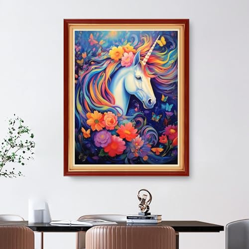Image of Foxdiviy Stamped Cross Stitch Kits Full Range of Embroidery Needlework Starter Kits for Beginners Adults 11CT Embroidery Patterns Art Crafts DIY Needlepoint Kits-Colorful Unicorn 16x20 inch