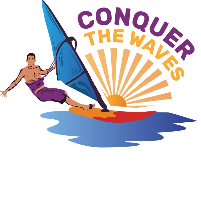 Poster A2 Conquer the Waves sur toile : décoration murale et citation encourageante moderne