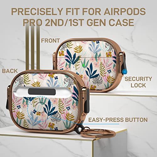 Image of Maxjoy for AirPods Pro 2nd /1st Generation Case with Lock, Cute AirPods Pro 2 Case Lock Protective Hard AirPod Pro Cover for Women Men with Keychain for Airpod Pro (2023 /2022 /2019), Leaf