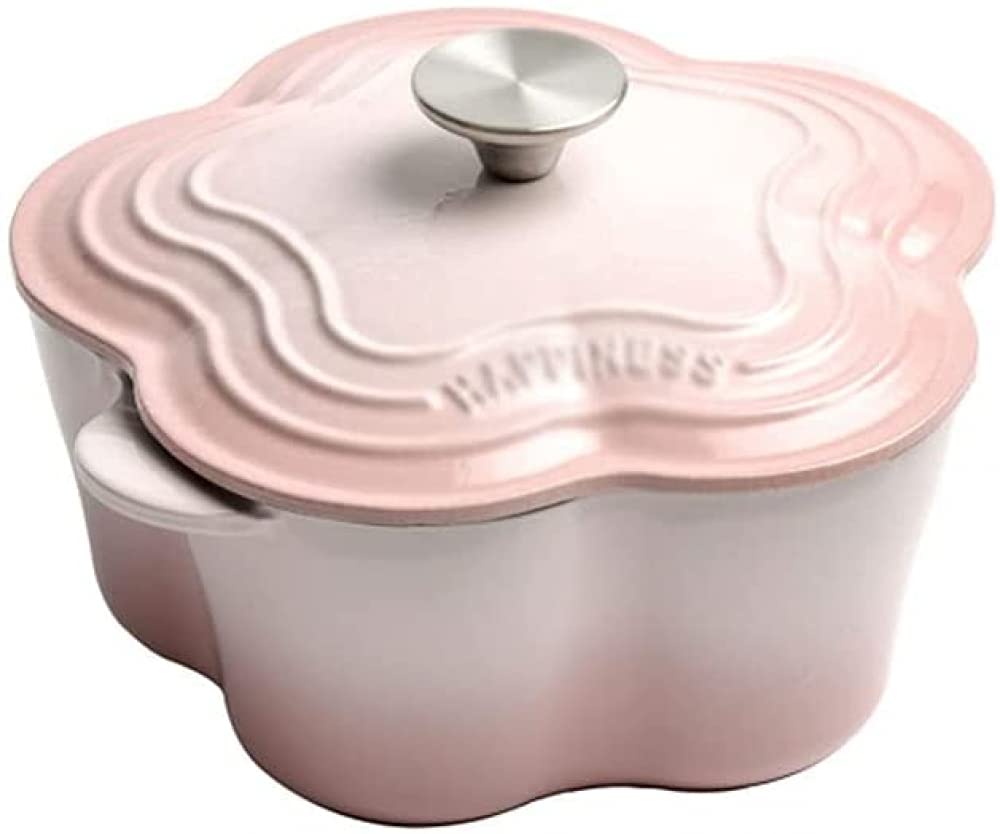 2-in-1鋳鉄製ダッチオーブンポット　エナメル鋳鉄鍋 Amazon｜花の形をしたエナメル鋳鉄ダッチ、ダブルイヤーダッチ2.1