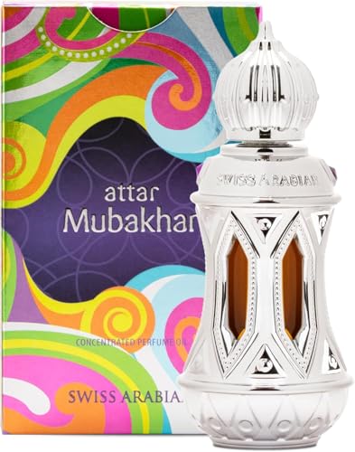 Swiss Arabian Attar Mubakhar - Luxury Products From Dubai - Long Lasting Perfume Oil for Unisex - Blend of Bergamot, Mandarin, Jasmine and Patchouli - Perfect for Date Night or Evening Out - 0.67 oz