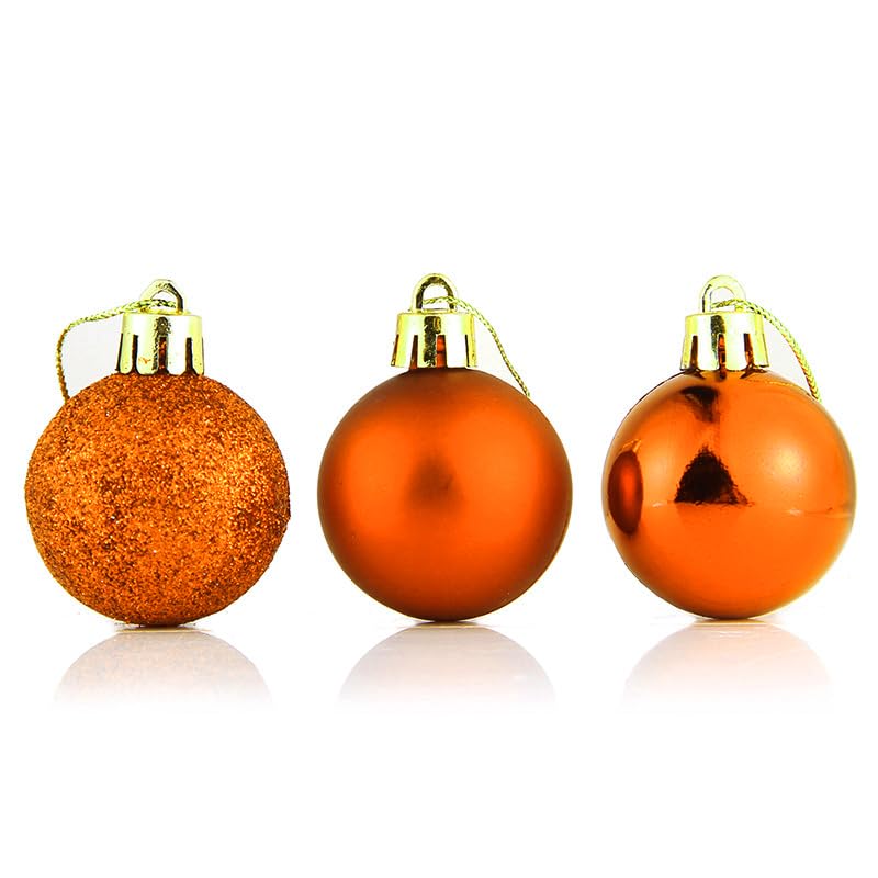 YYCRAFT 34ct Christmas Ball Ornaments 4CM for Xmas Tree Christmas Decorations Shatterproof Hooks Included (Orange, S)