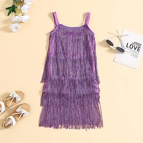 Toddler Girl Tassel Dress Summer Sleeveless Square Neck Zip Back Dance Solid Color Dress Girls Dress Bright2