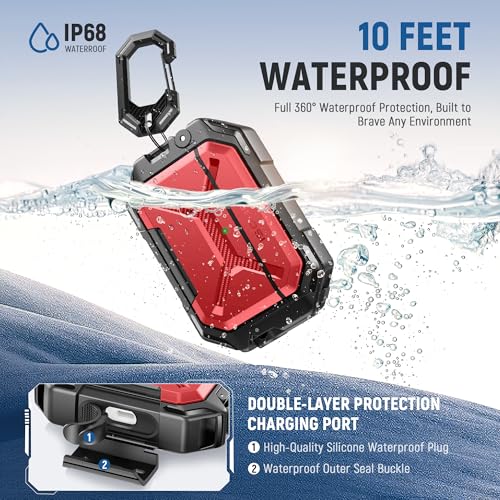 Image of MOBOSI for AirPods Pro 3 Case [IP68 Waterproof Case for iPods Pro 3&Compatible with MagSafe] Military Grade Protective Earpods Pro3 Cover with Secure Lock, Keychain & Phone Stand (2025),Red