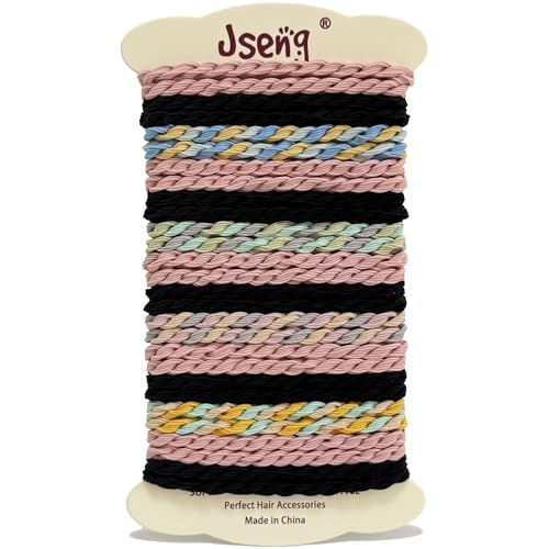 Jseng 28PCS Boho Hair Ties, Triple Twisted No Damage Elastic Bands, Durable Anti-Slip Hair Bracelets Hair Accessories for Women Colorful