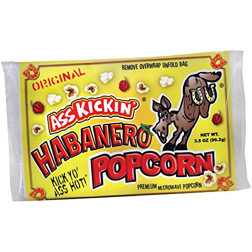 ASS KICKIN' Habanero Microwave Popcorn Bags - 3 Pack - Ultimate Spicy Popcorn Gourmet Gift - Makes a Great Movie Theater Popcorn or Snack Food for Movie Night