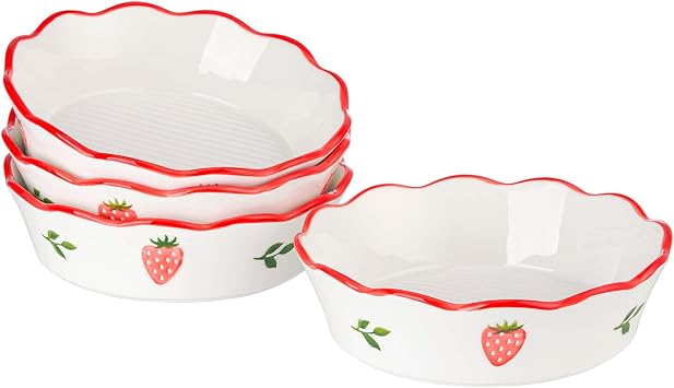 Ceramic Pie Pans for Baking 6.5 inch, 12 oz Deep Dish Pan Set of 4