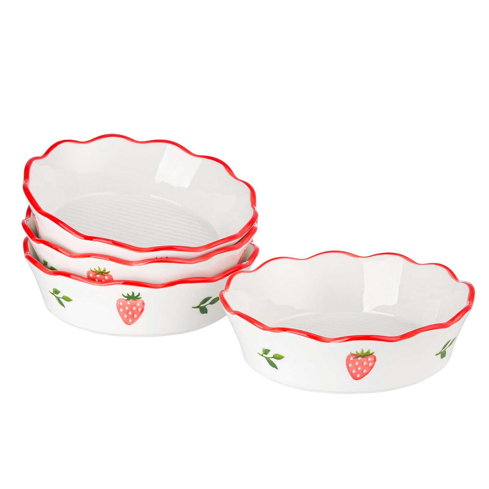 Juego de 4 moldes de porcelana para hornear de 6.5 pulgadas, fresa