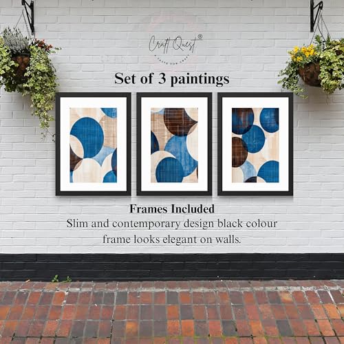 Image of CRAFT QUEST Wall Art Decor Paintings | Set of 3 Abstractv Wall Art Frames for Home Decoration | Ideal for Living Room, Bedroom & Office (Black, 10 X 13 Inches Each Frames)
