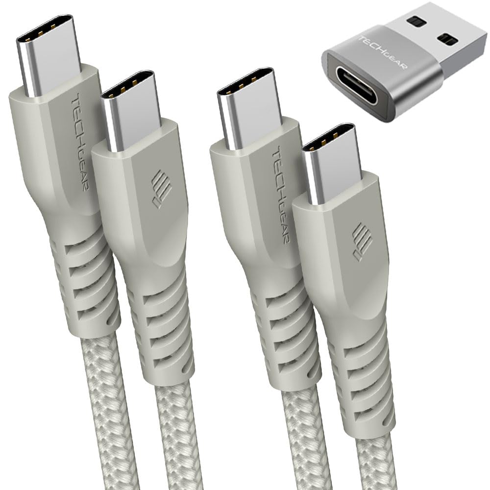 TECHGEAR Cavo Di Ricarica Da USB C A USB C, 60 W (1 M 2 M Adattatore
