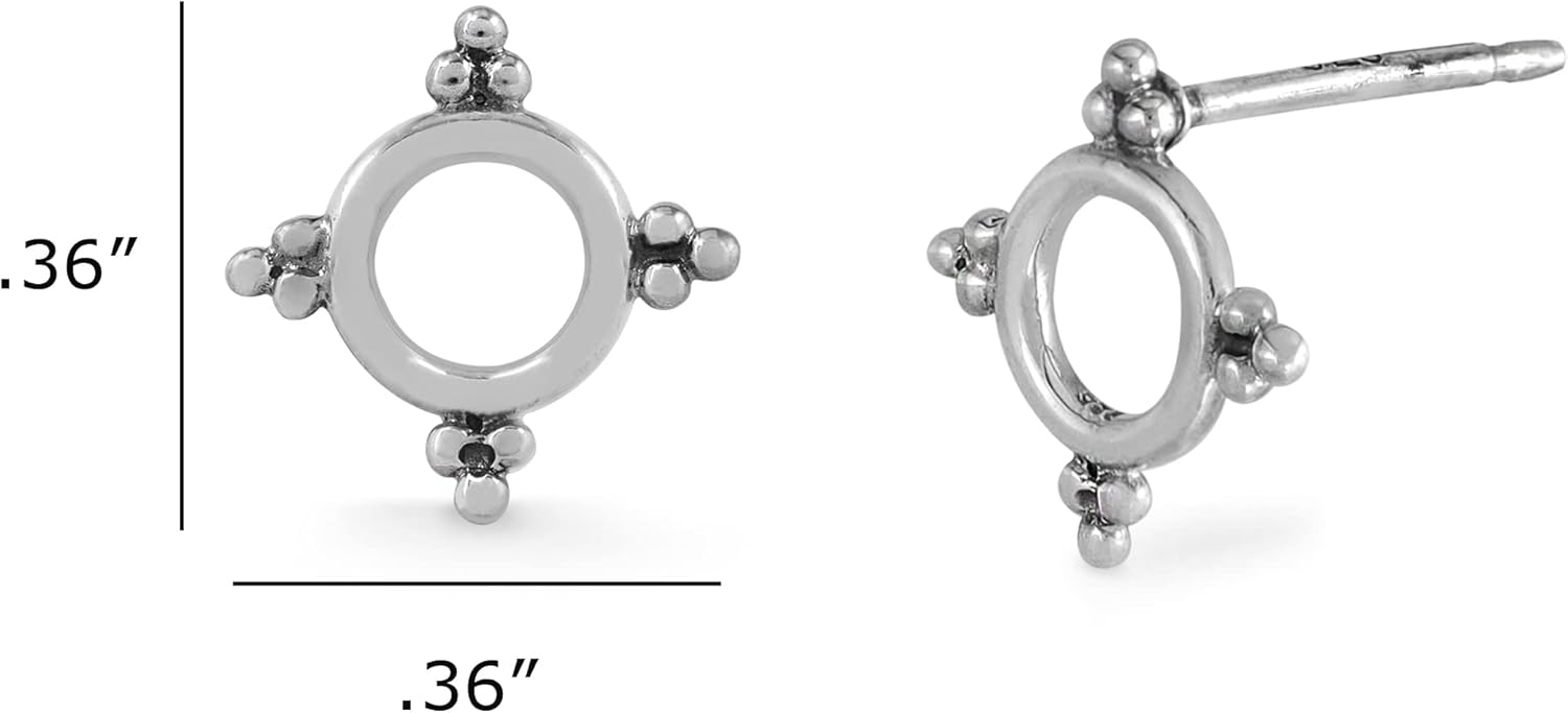Boma Jewelry Sterling Silver Four Point Open Circle Stud Earrings - Image 4