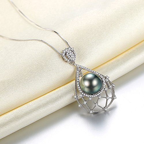 Pendentif perle de Tahiti véritable et argent massif de haute qualité - 3